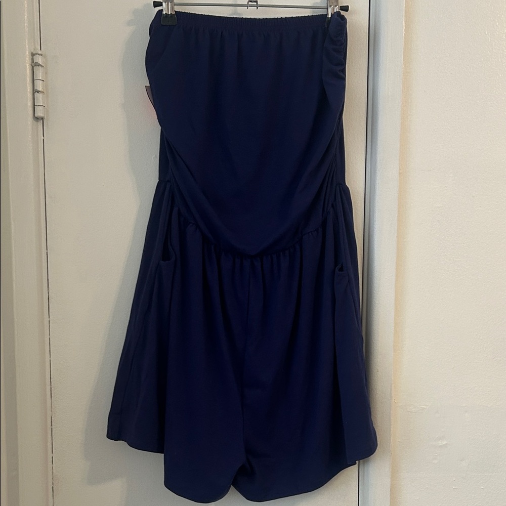 Navy Strapless Lounge Romper